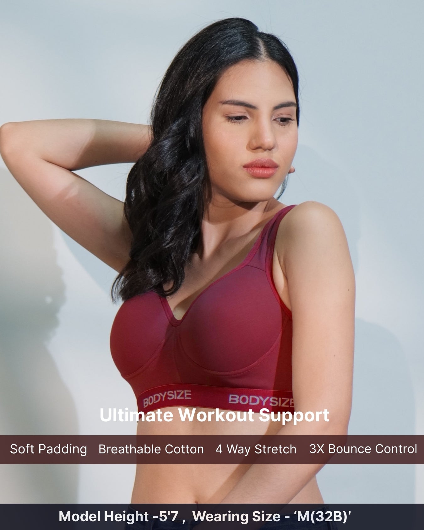 SF28 High Impact Padded Sports Maroon Bra