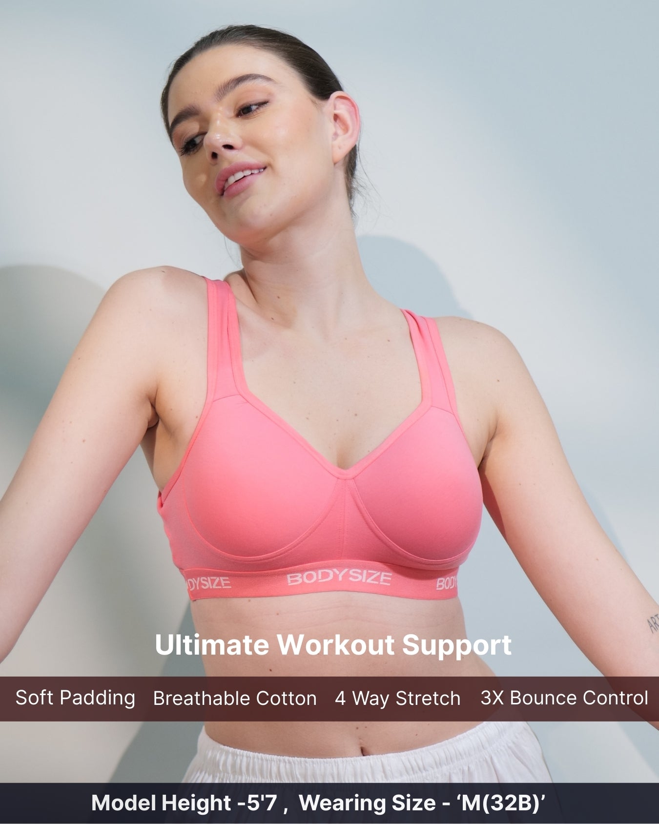SF28 High Impact Padded Sports Pink Colour Bra