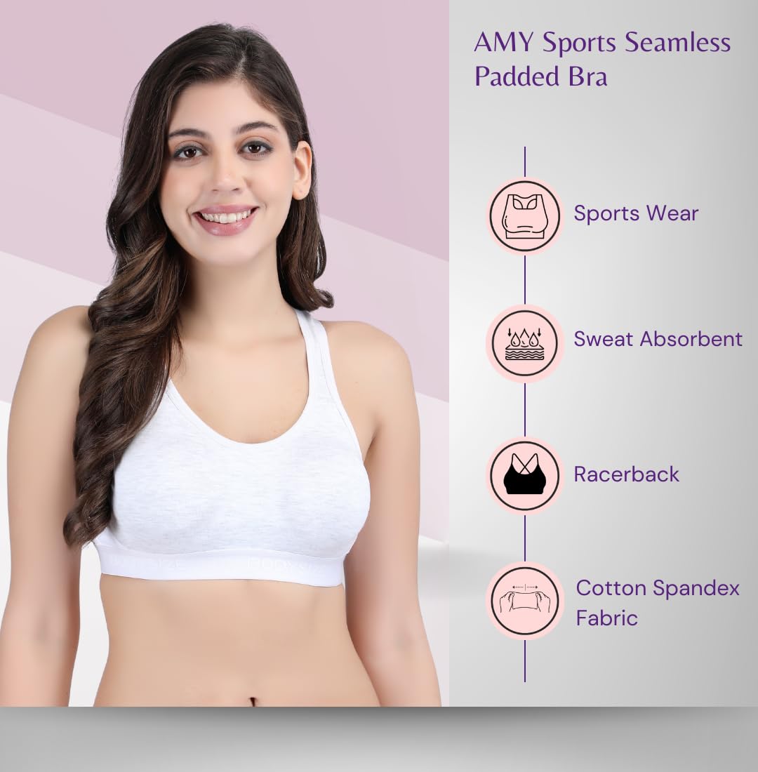 SF26 Side Hook Padded Sports Bra Melange White