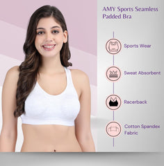 SF26 Side Hook Padded Sports Bra Melange White