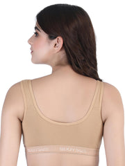 Front Open Sports Cotton Bra Beige Color