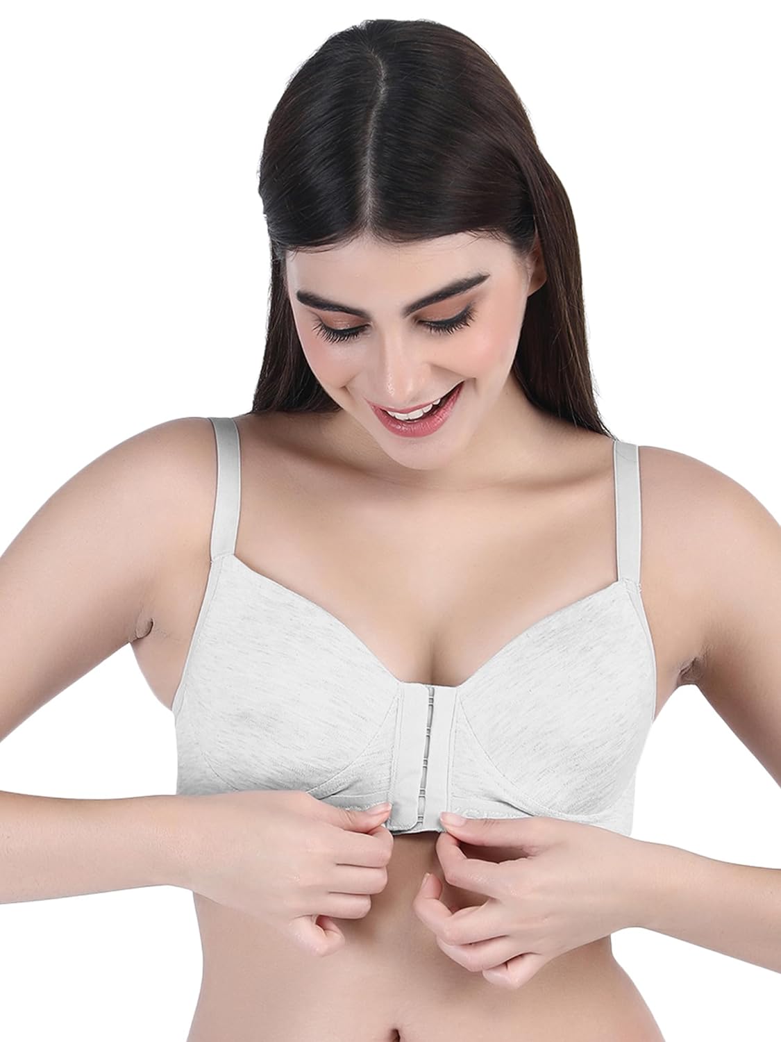 Front Open Padded T-shirt Bra full cup white