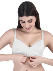 Front Open Padded T-shirt Bra full cup white