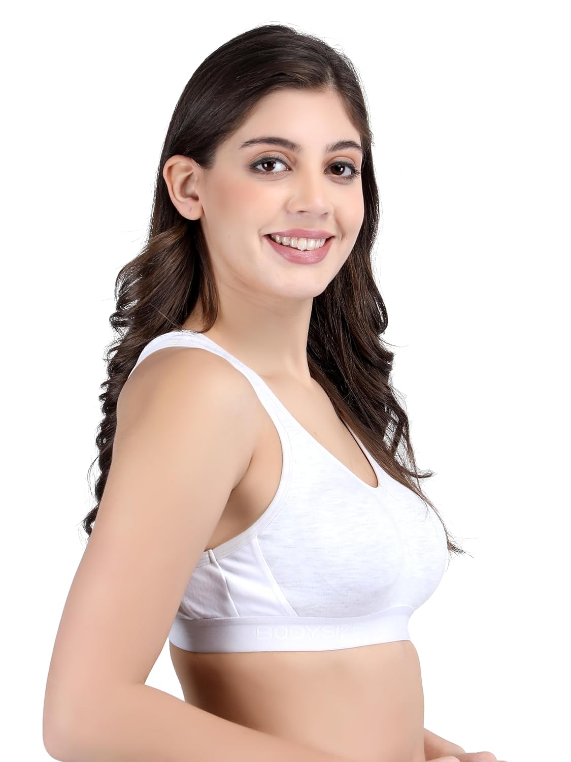 SF26 Side Hook Padded Sports Bra Melange White