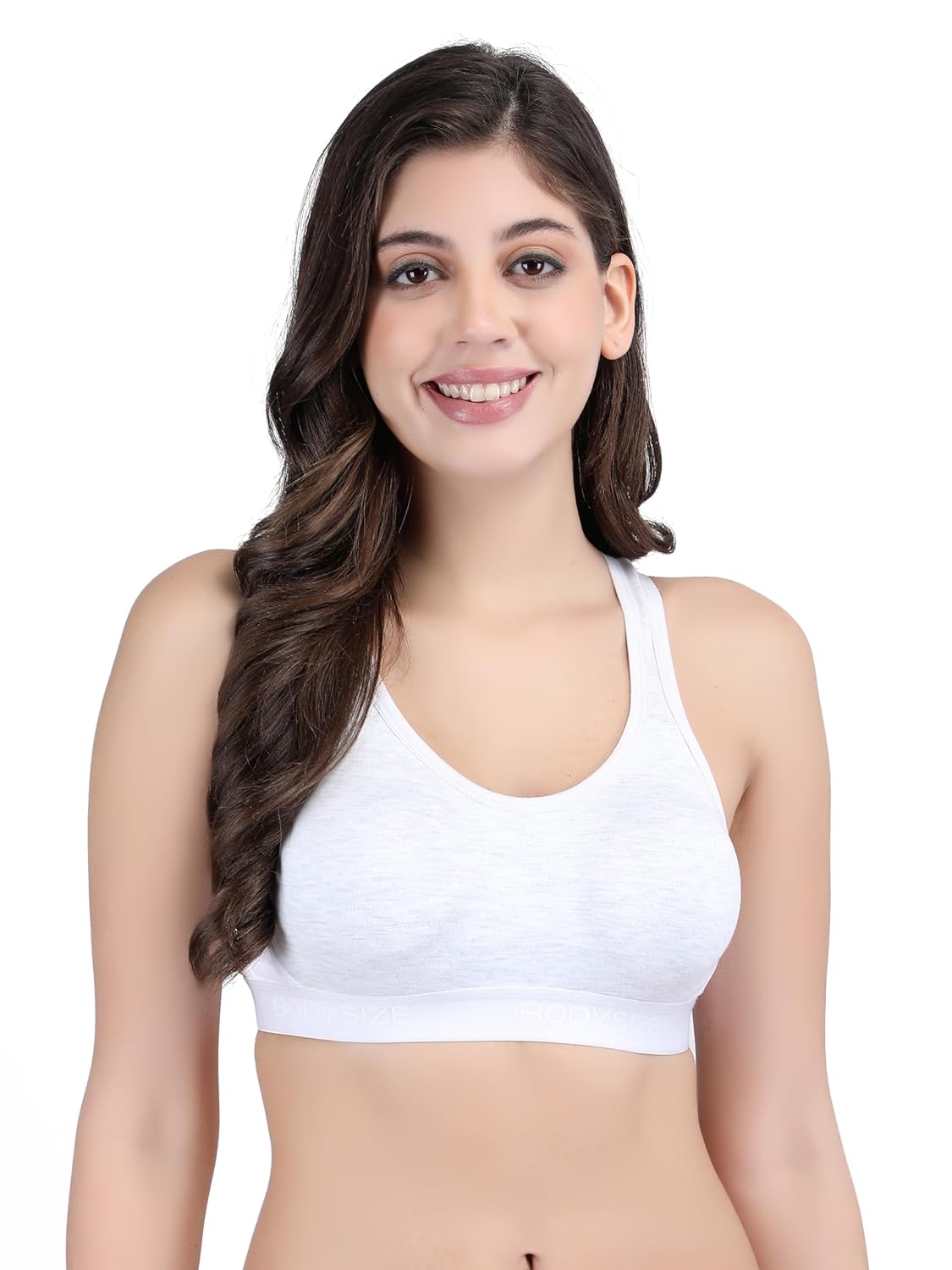 SF26 Side Hook Padded Sports Bra Melange White