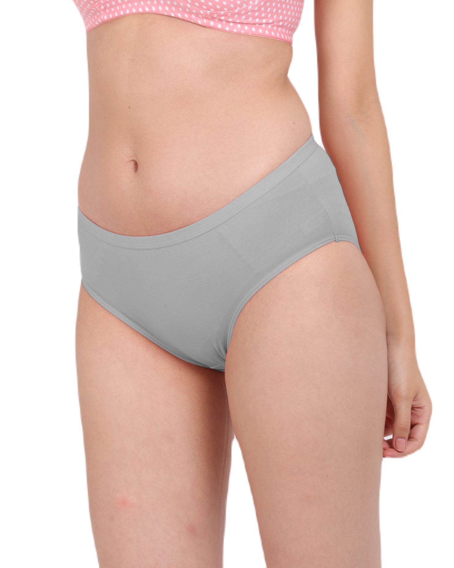 AN40 Cotton Lycra Mid-Waist Hipster Panty grey
