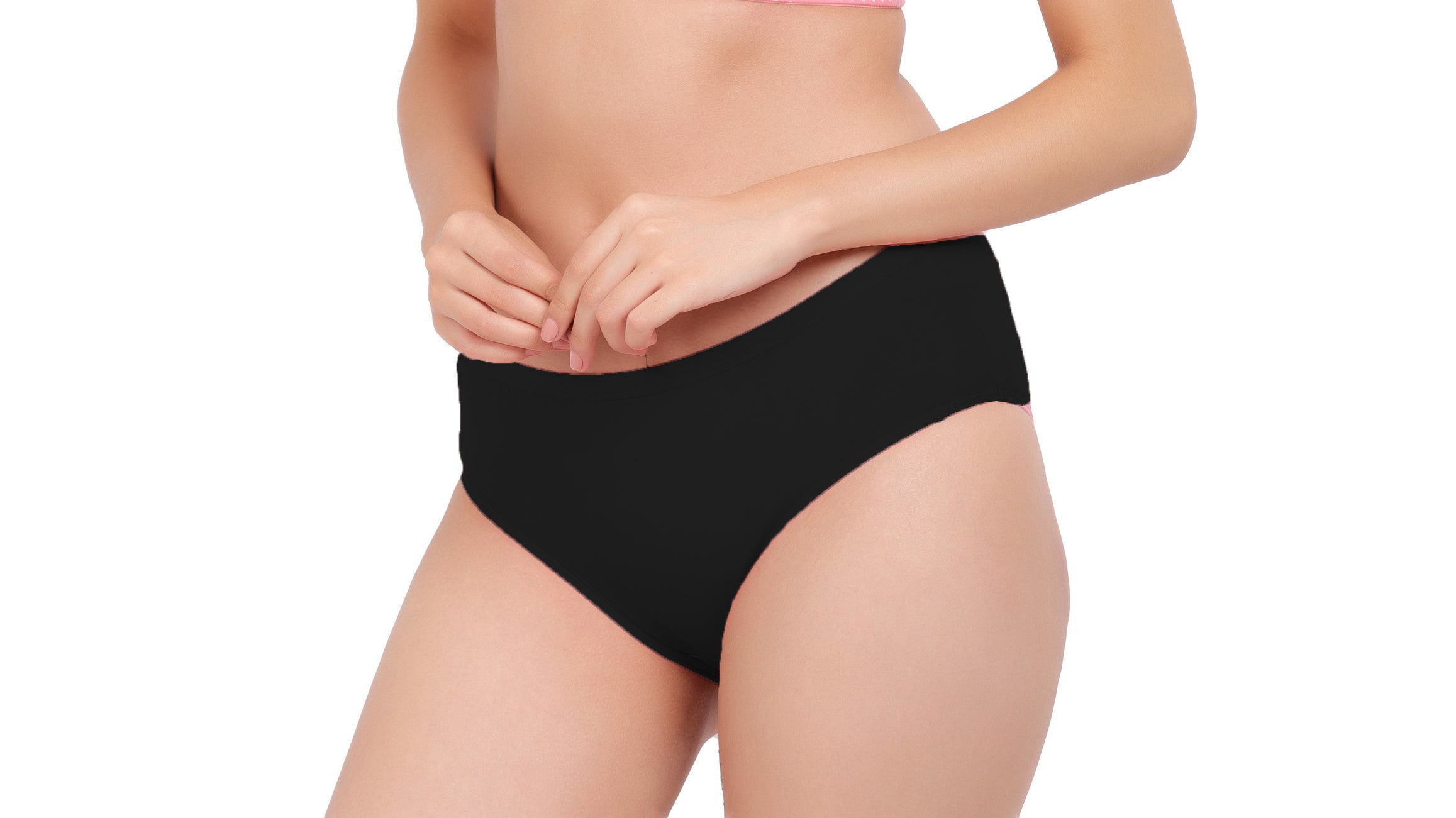 AN40 Cotton Lycra Mid-Waist Hipster Panty black