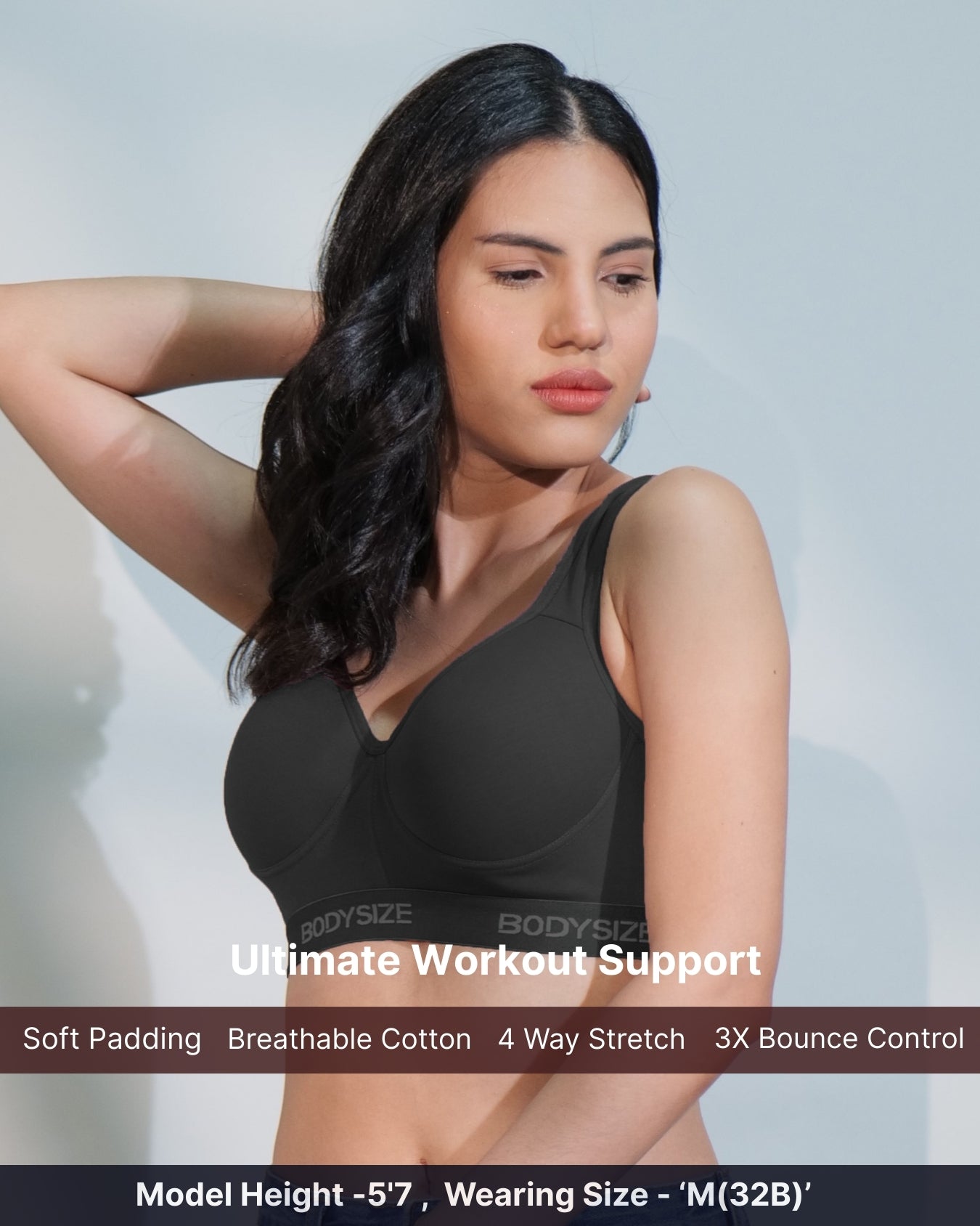 SF28 High Impact Padded Sports Black Bra