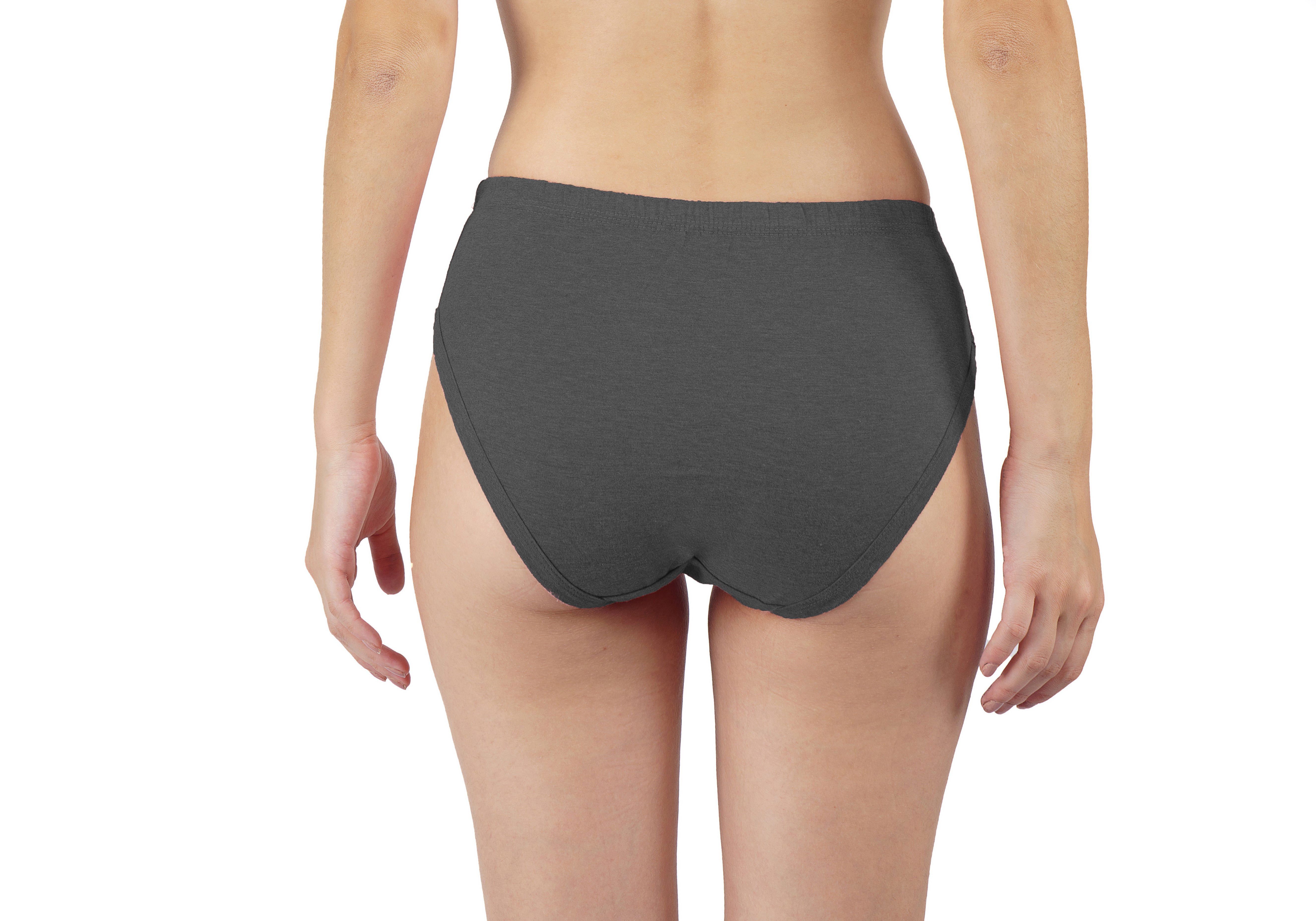 Cotton Melange Mid-Waist Panties Grey Colour