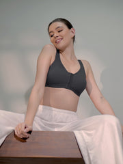 Front Open Sports Cotton Bra black