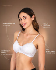 Front Open Padded T-shirt Bra White Colour