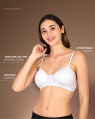 Front Open Padded T-shirt Bra White Colour