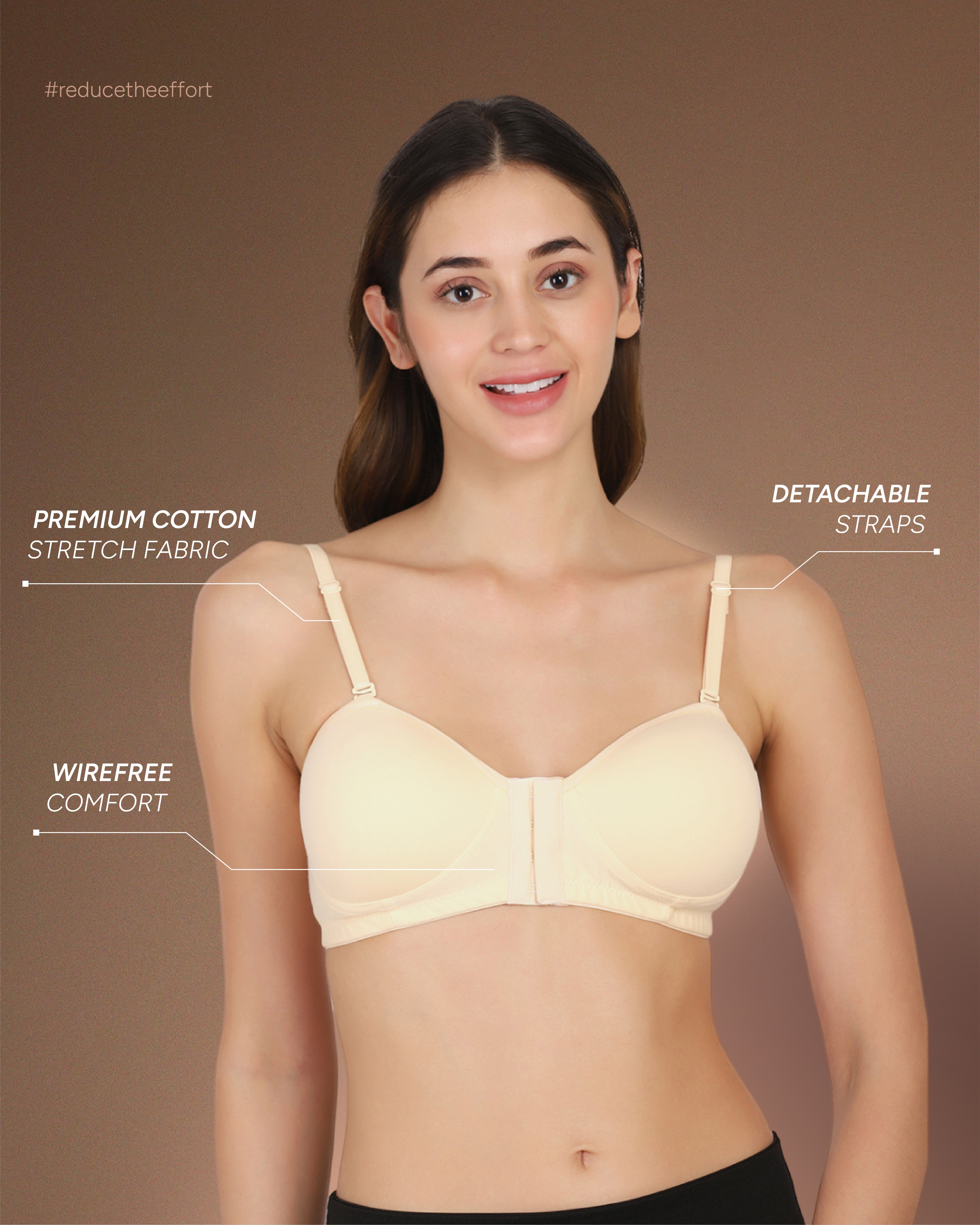 Front Open Padded T-shirt Bra Skin Colour