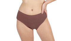Cotton Melange Mid-Waist Panties Brown Colour