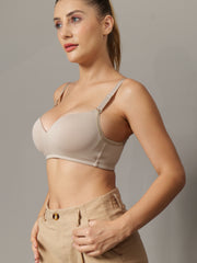 Ela Balconette Demi Cup Padded Bra Camel Colour