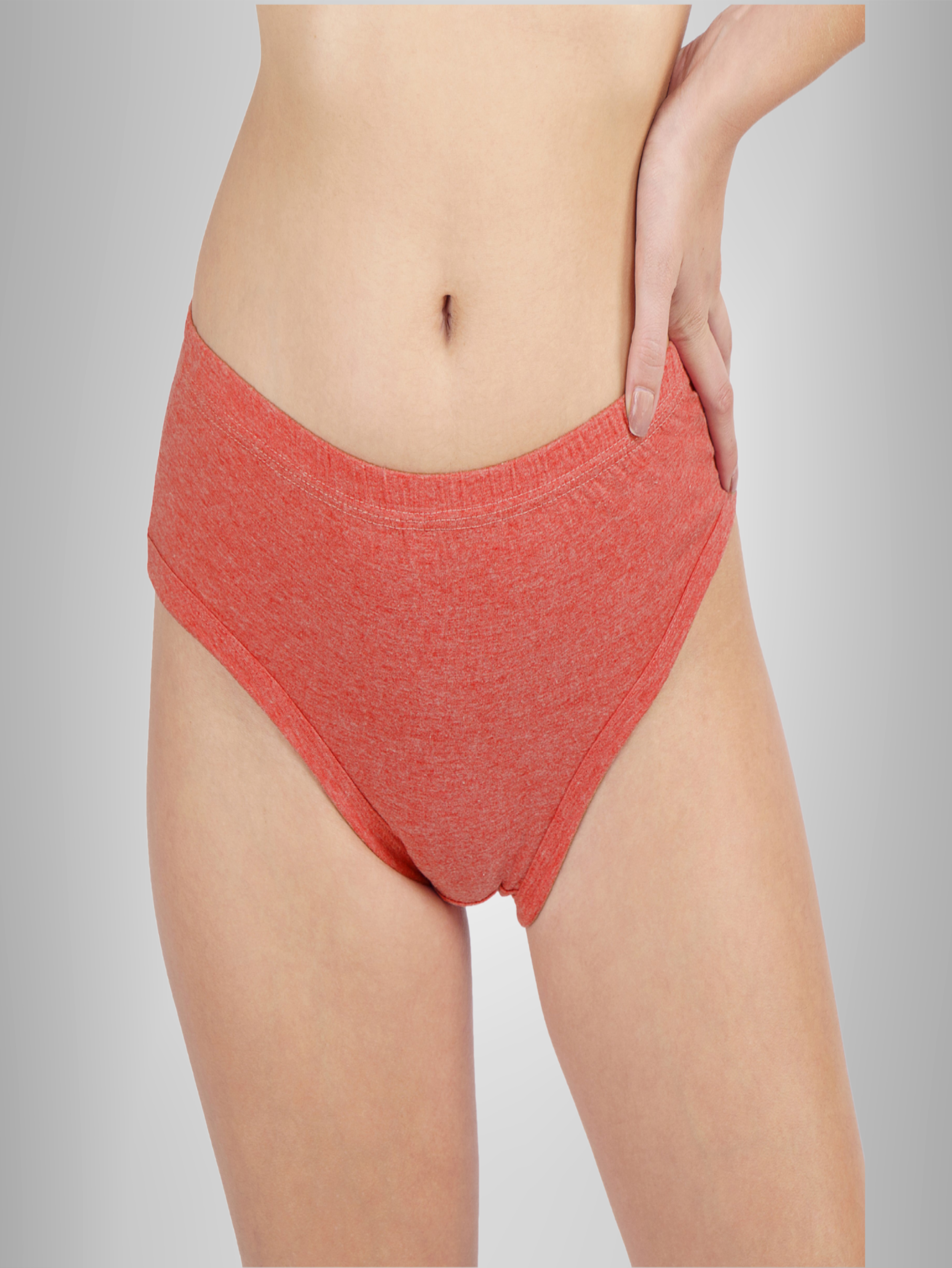 Cotton Melange Mid-Waist Panties Orange Colour