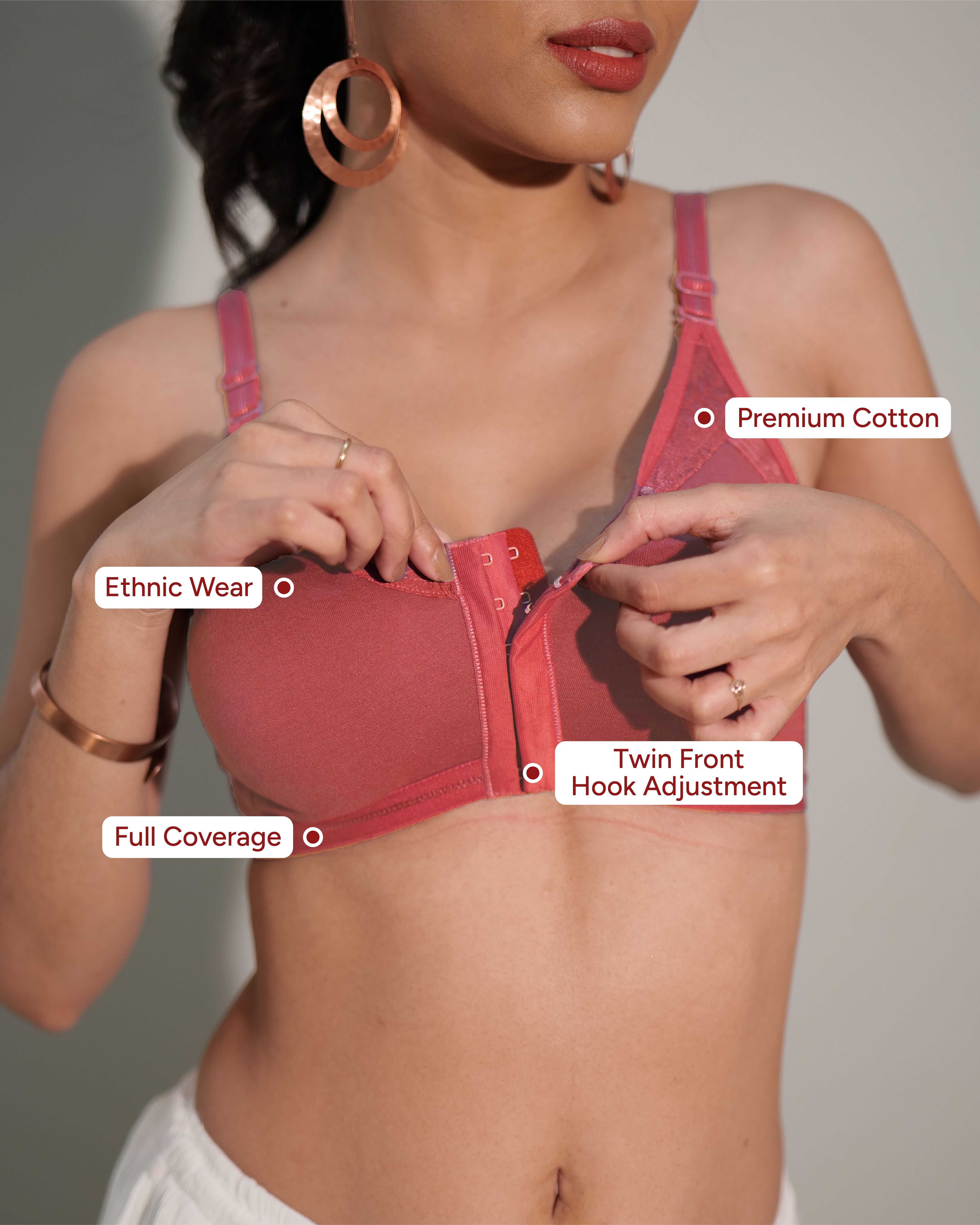 Front Open Designer Seamless Bra pink