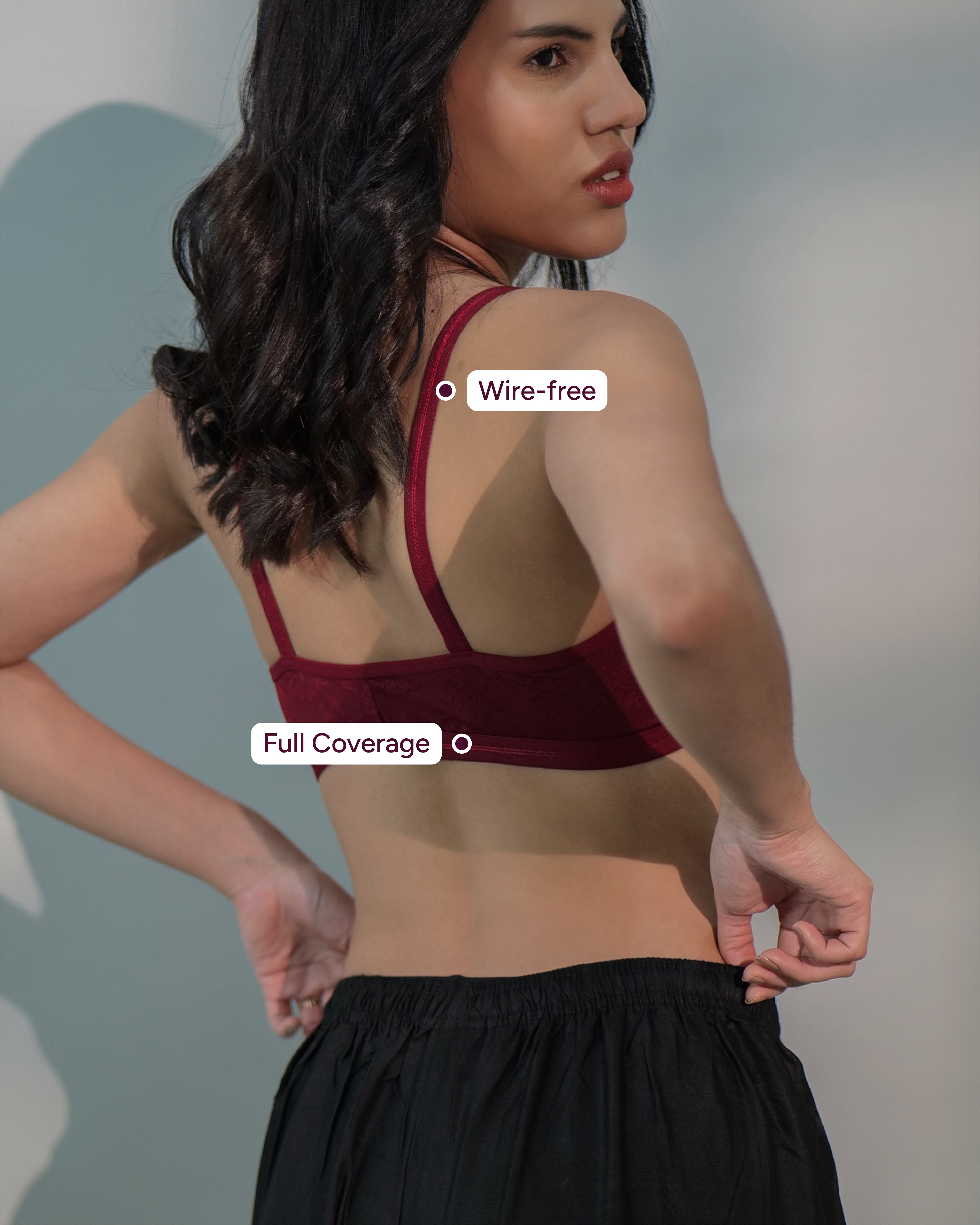 Front Open Designer Seamless Bra maroon