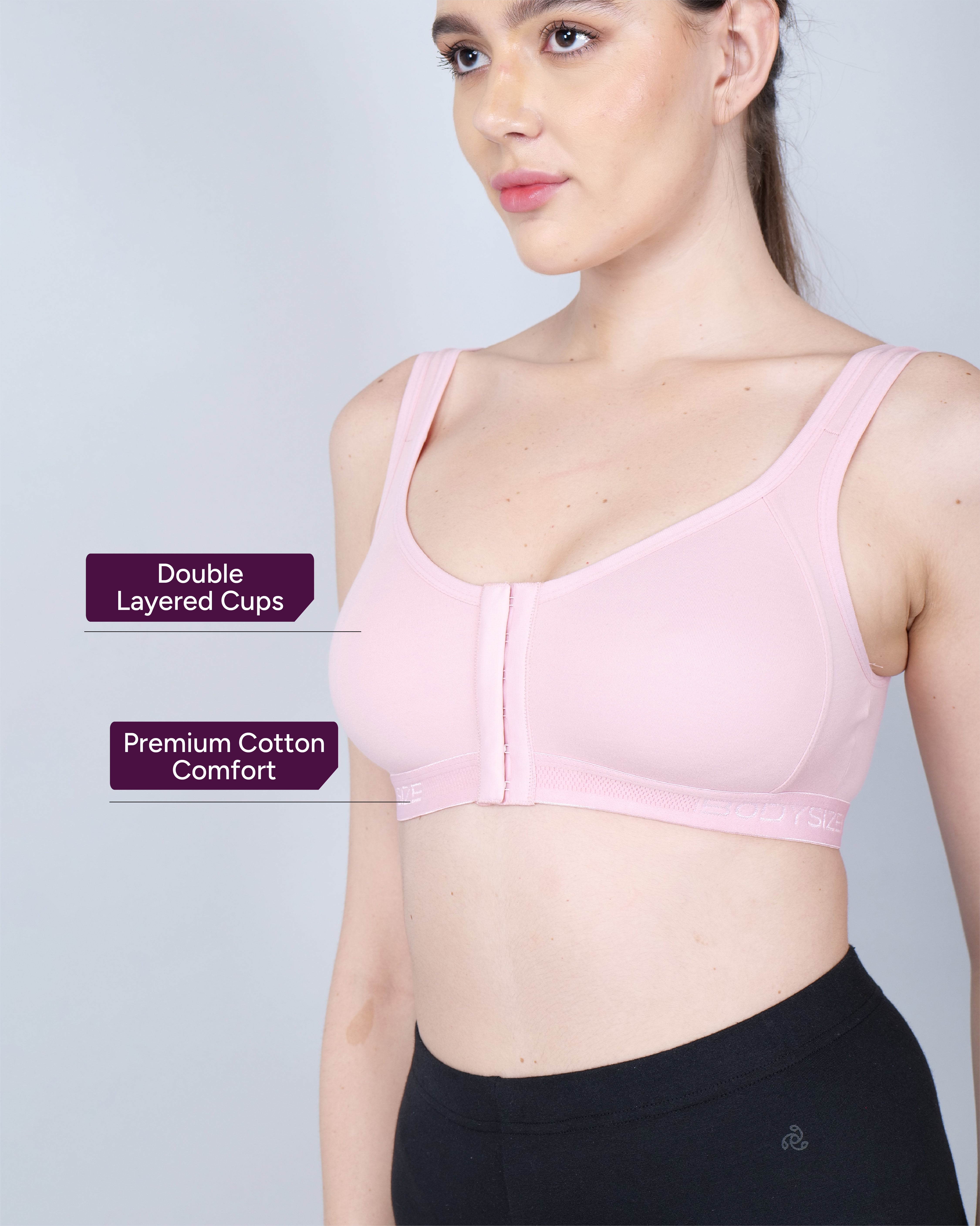 Front Open Sports Cotton Bra blush