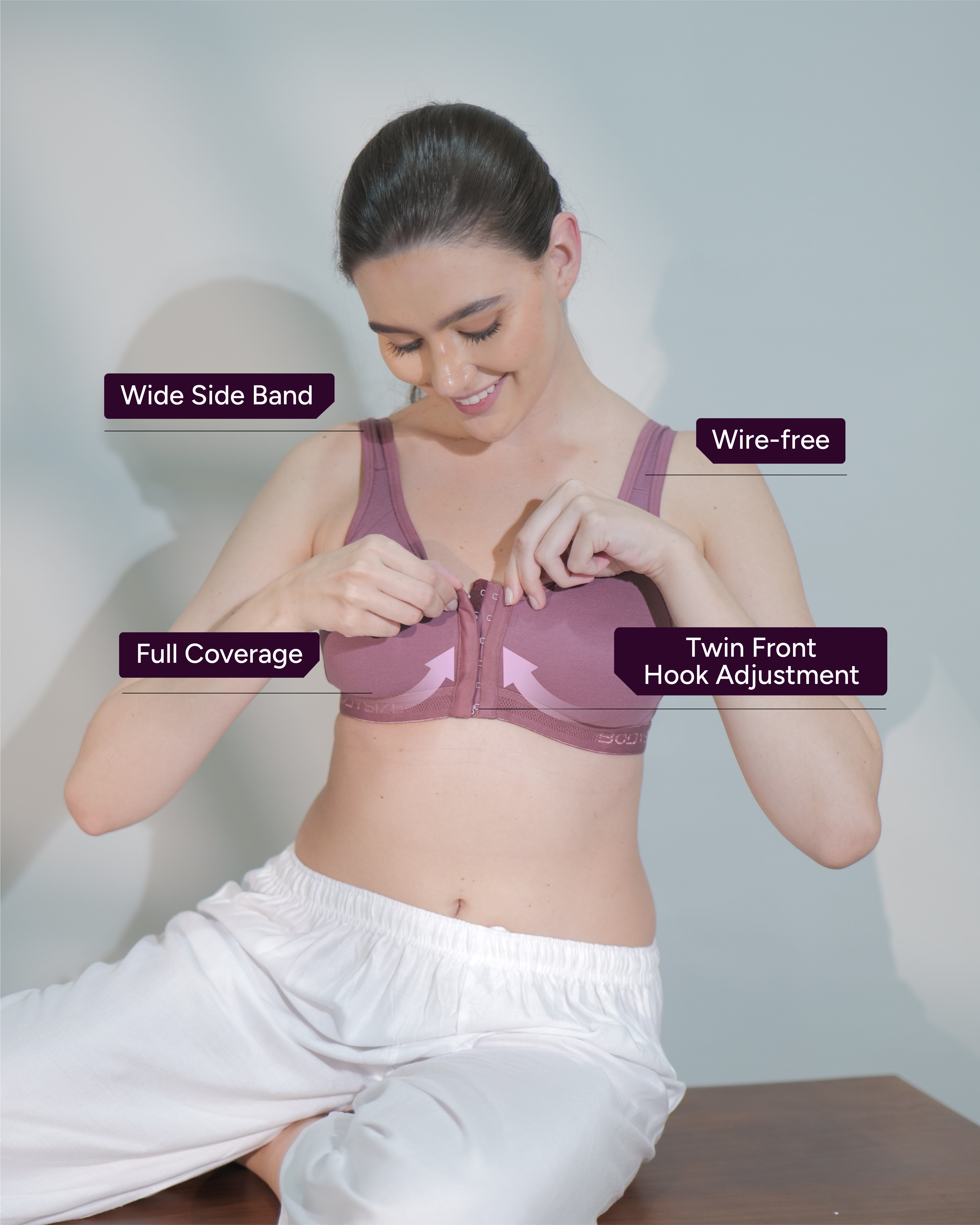 Front Open Sports Cotton Bra mulberry