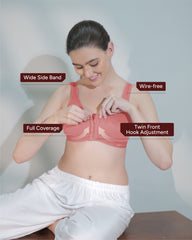 Front Open Sports Cotton Bra pink