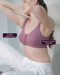 Front Open Sports Cotton Bra mulberry