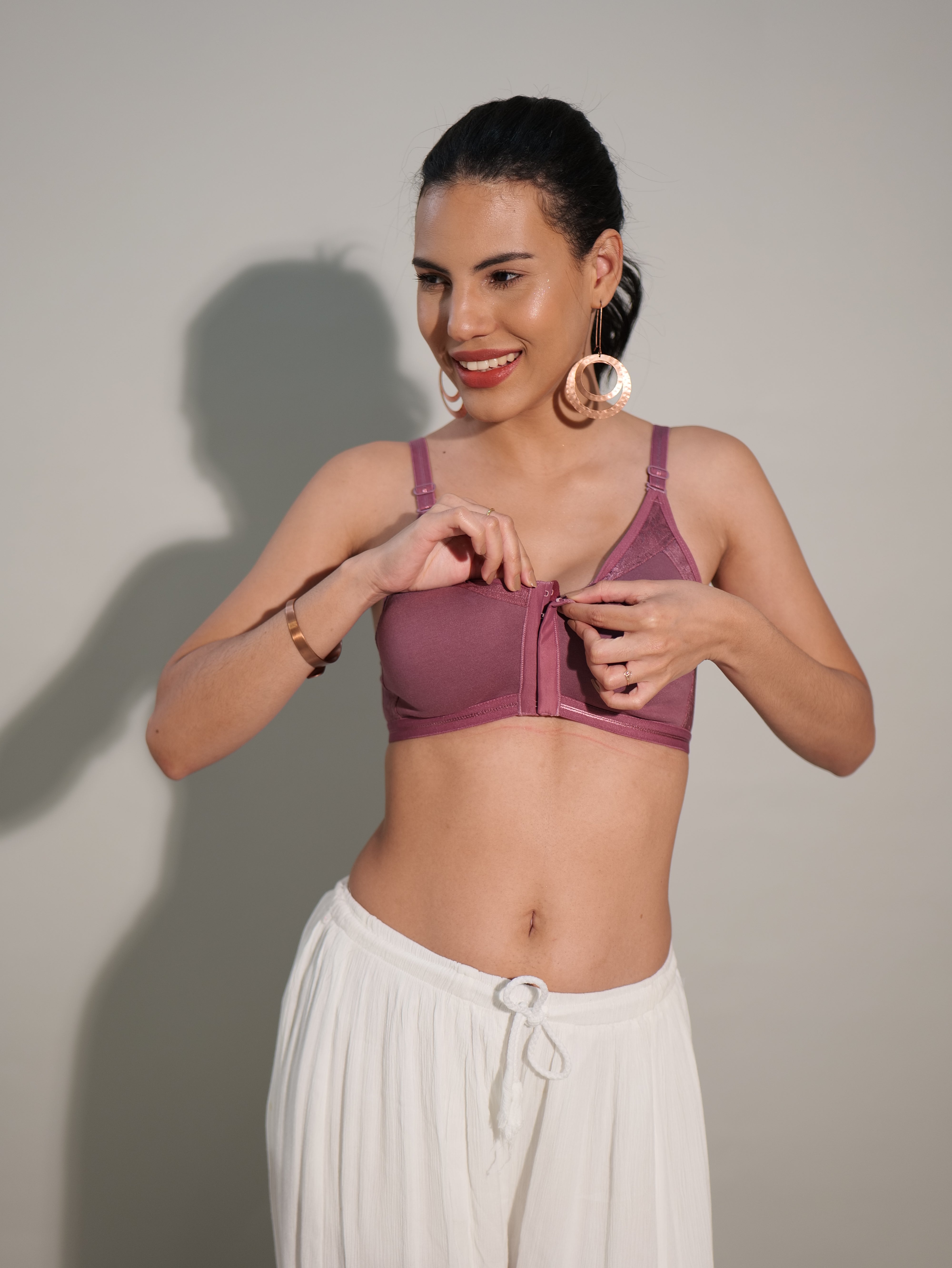 Front Open Designer Seamless Bra mulberry