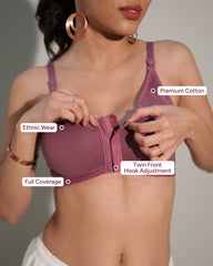 Front Open Designer Seamless Bra mulberry