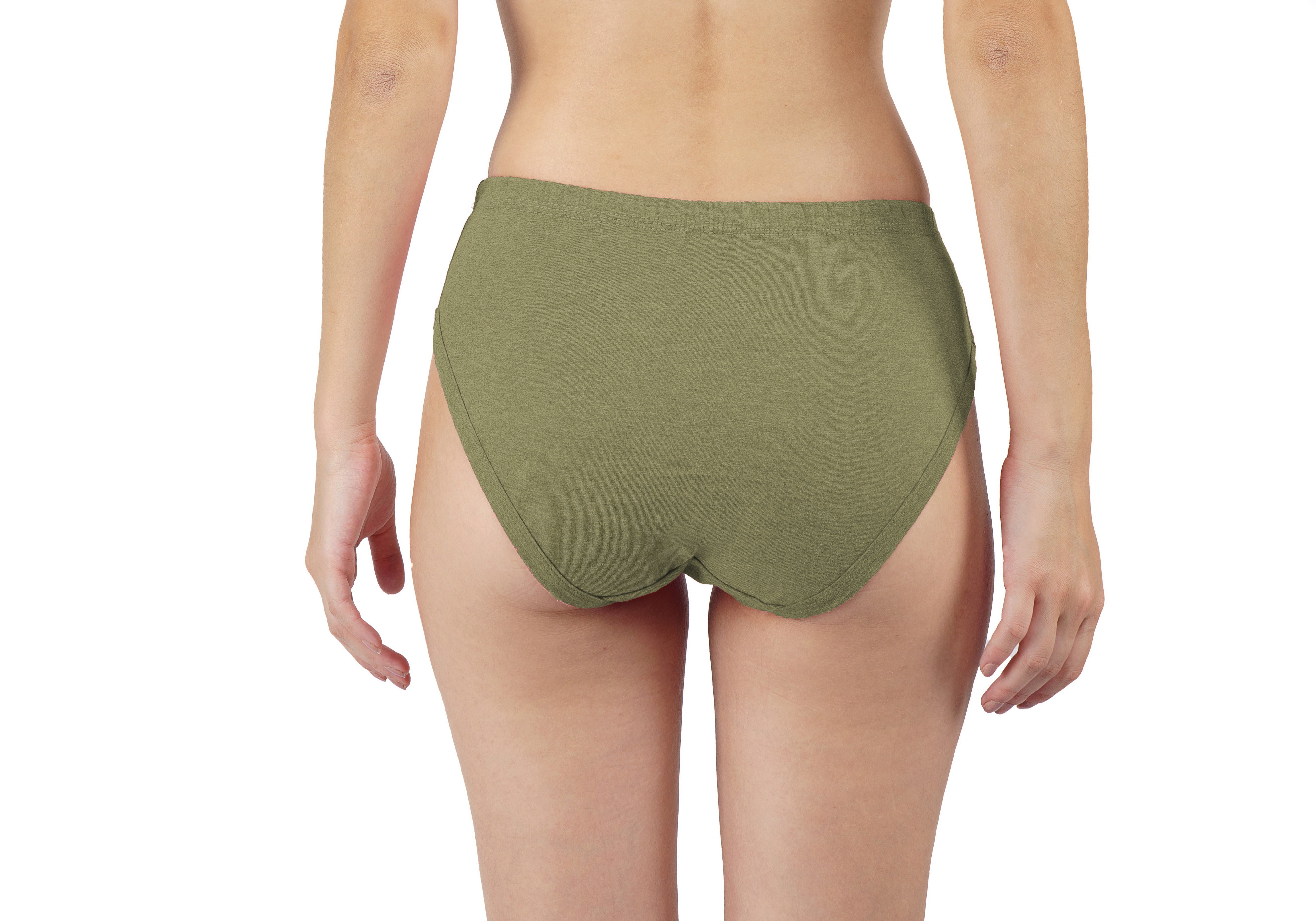 Cotton Melange Mid-Waist Panties Green Colour