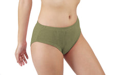 Cotton Melange Mid-Waist Panties Green Colour
