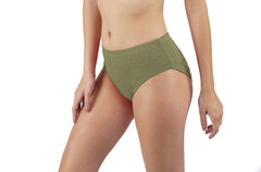 Cotton Melange Mid-Waist Panties Green Colour