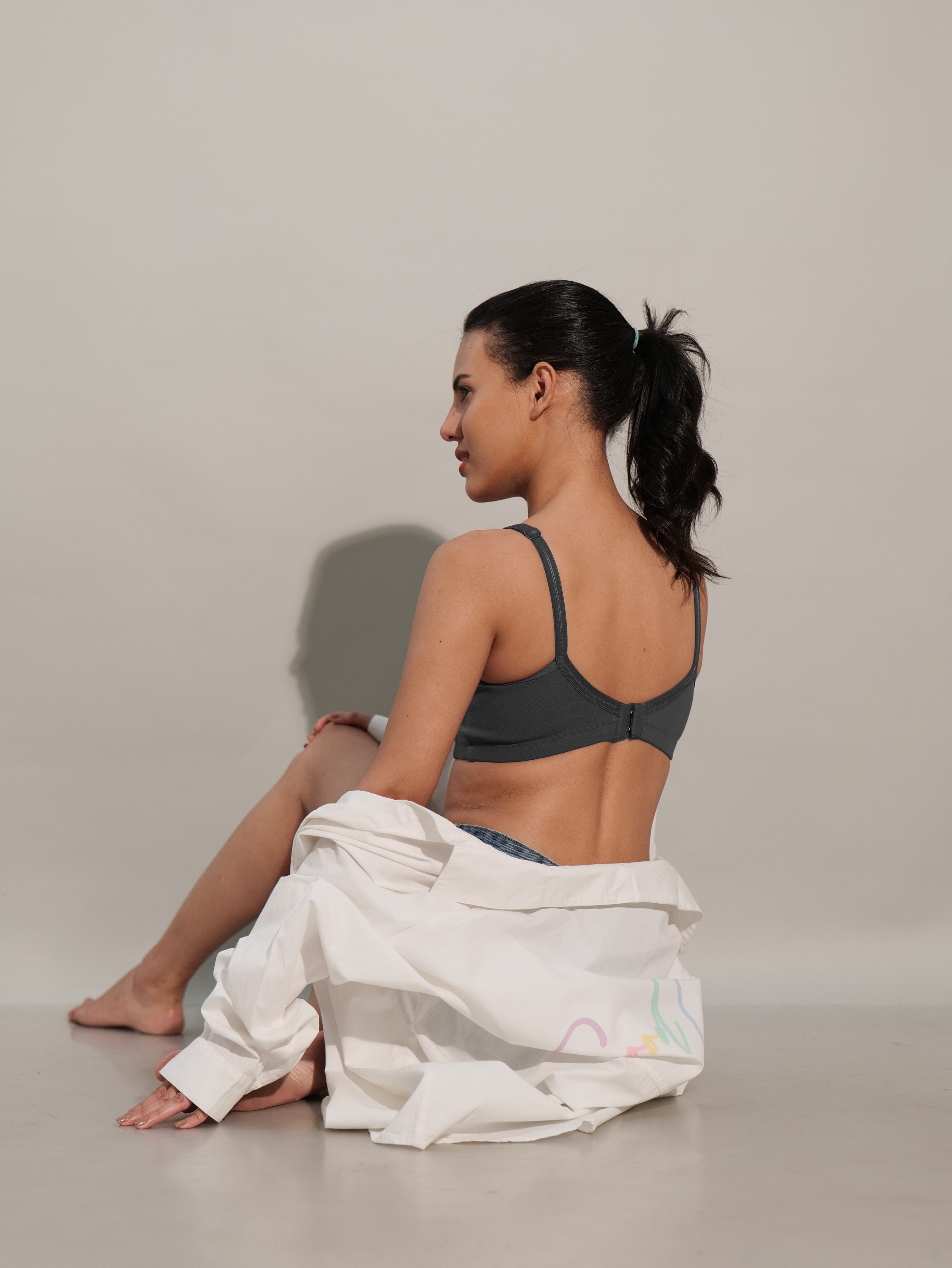 SF29 Designer Padded Cotton Grey Colour Bra