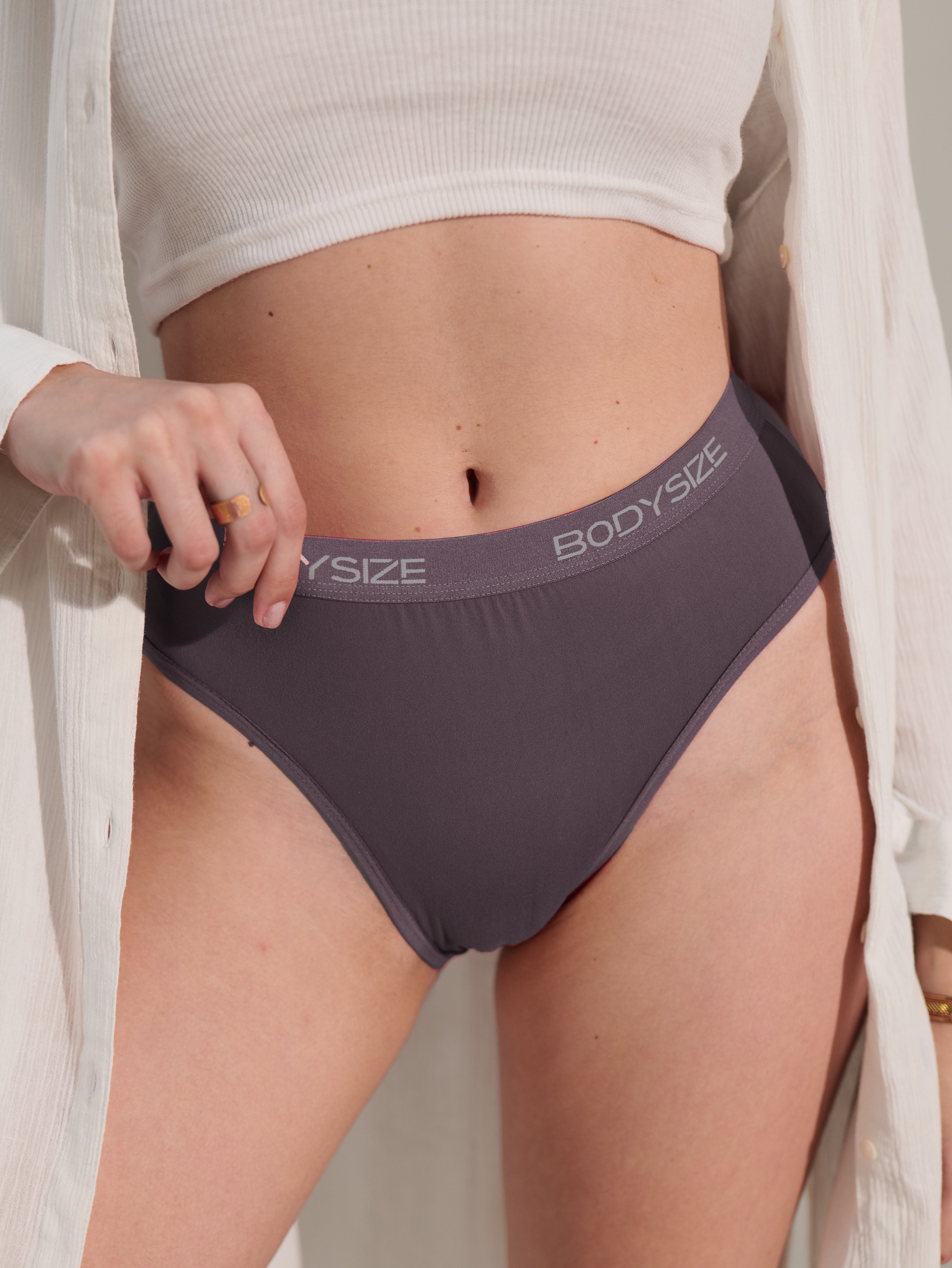 AN37 Lycra Mid-Waist Hipster Panties grey