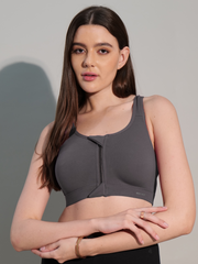 Zipper Sports Cotton Bra
