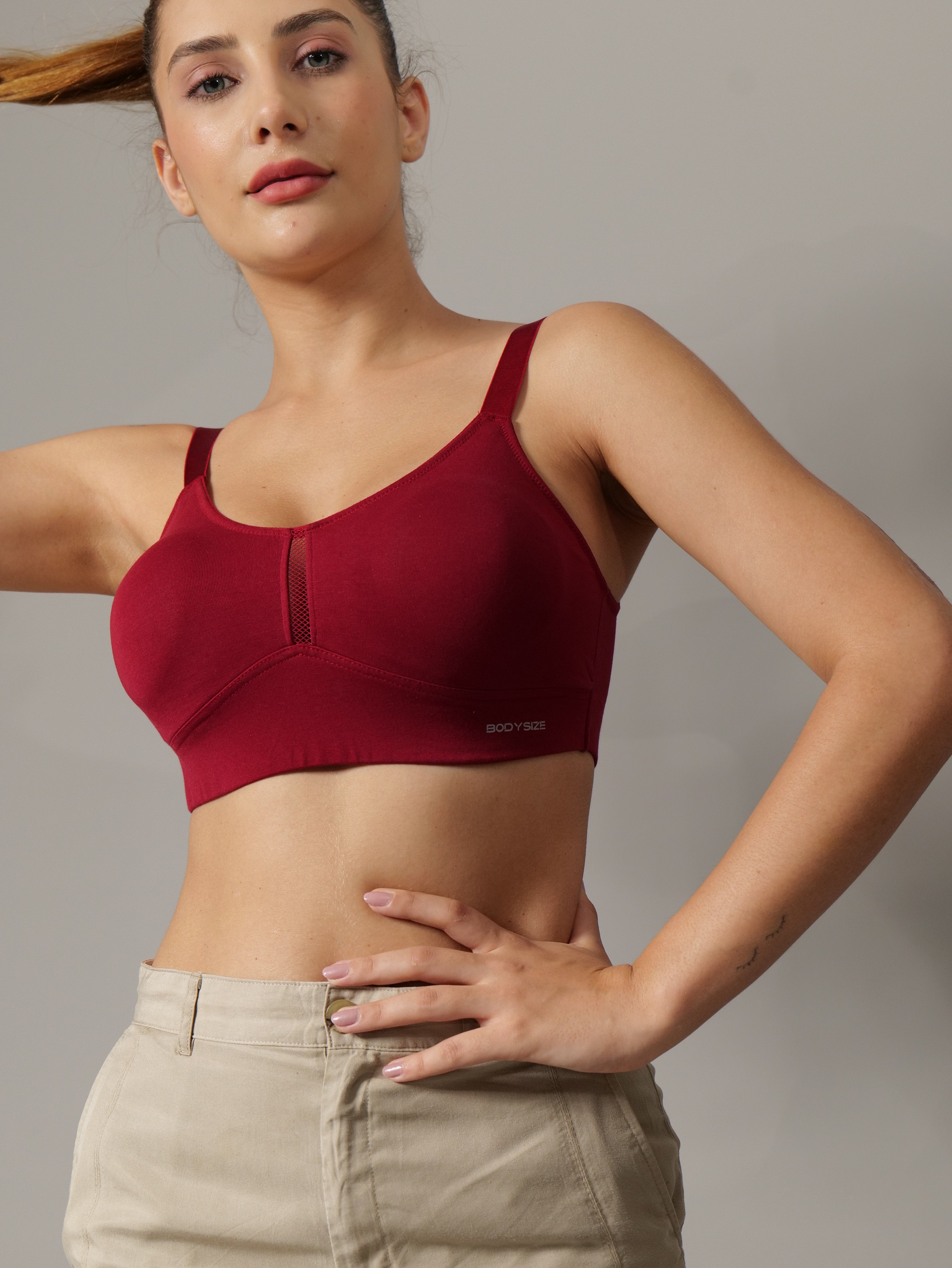 Breeze Everyday Slip-On Bra in Maroon Colour