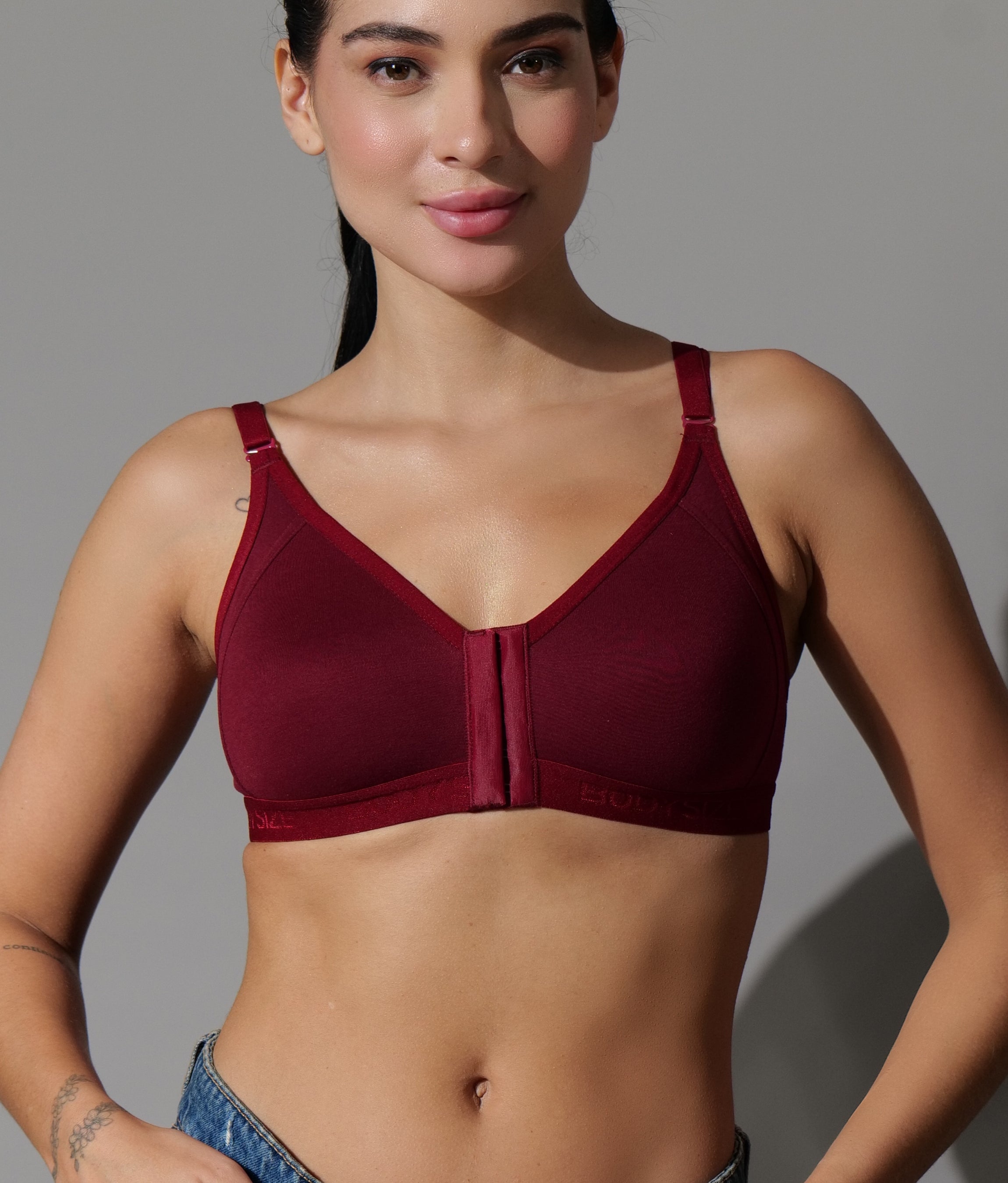 Front Open Seemless Every Day Bra Maroon Colour