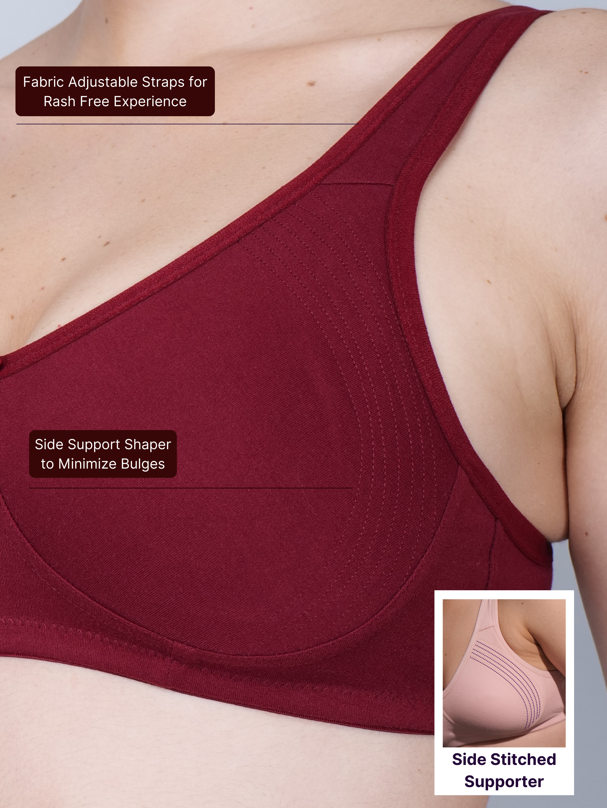 S310 Cotton Seamless Shaper Bra maroon