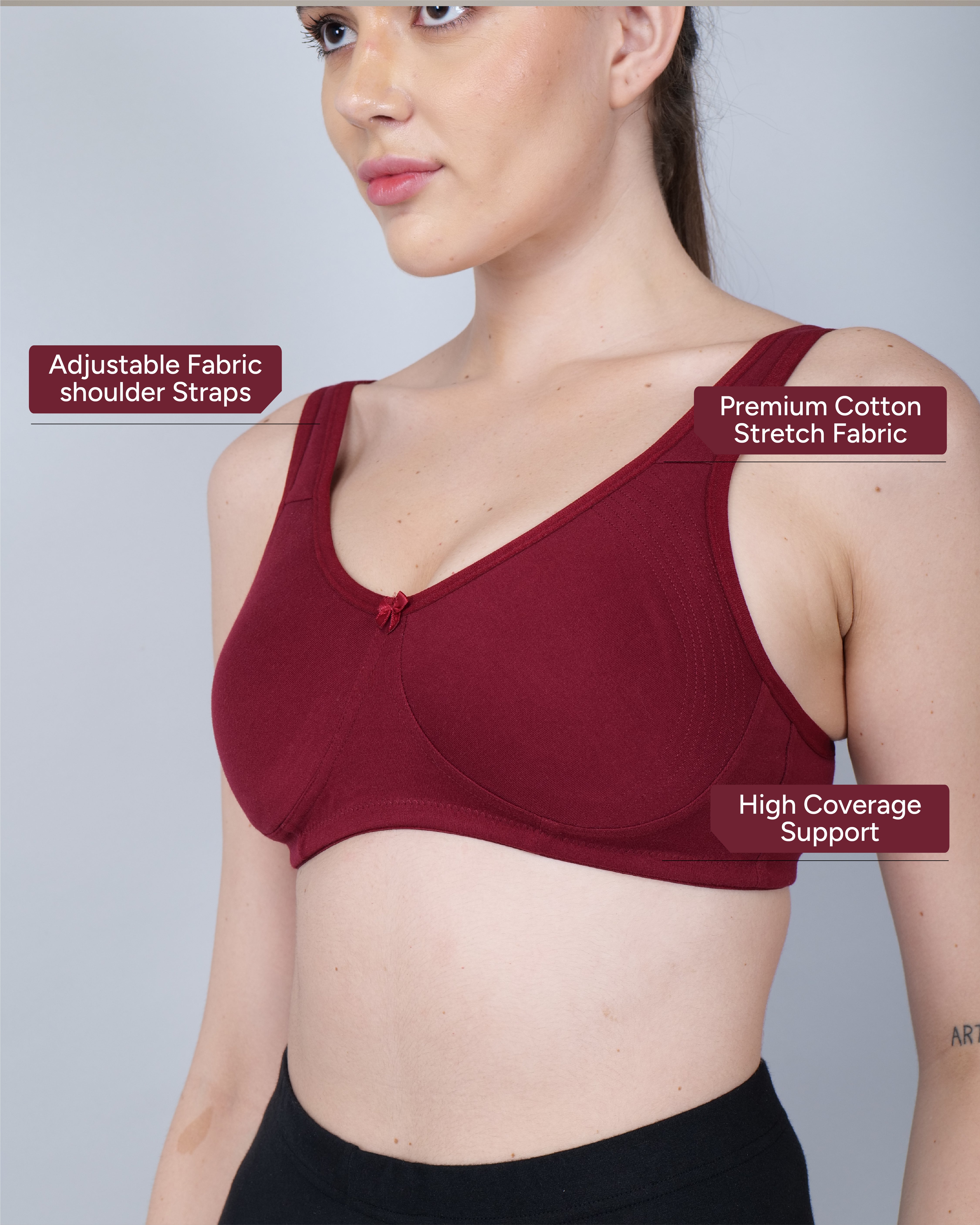 S310 Cotton Seamless Shaper Bra maroon
