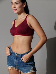Front Open Seemless Every Day Bra Maroon Colour