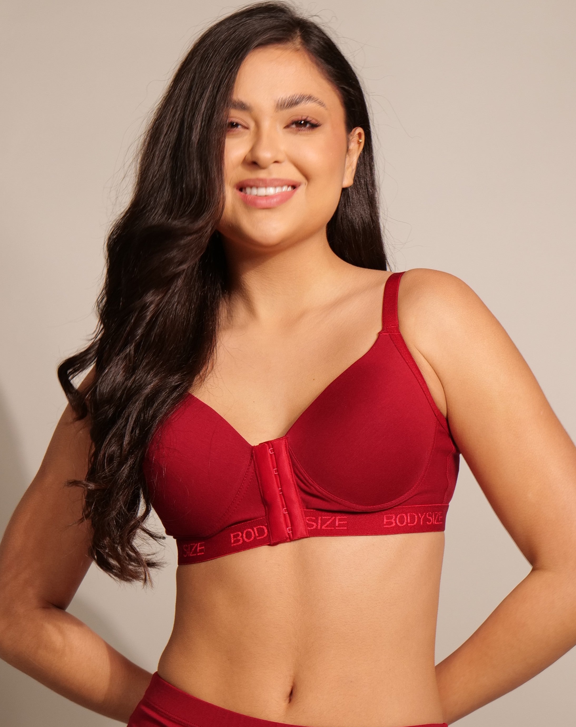 Front Open Padded T-shirt Bra (Full Cup) Maroon Colour