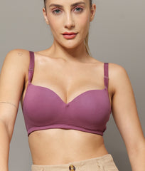 Ela Balconette Demi Cup Padded Bra Mulberry Colour