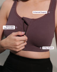 Zipper Sports Cotton Bra