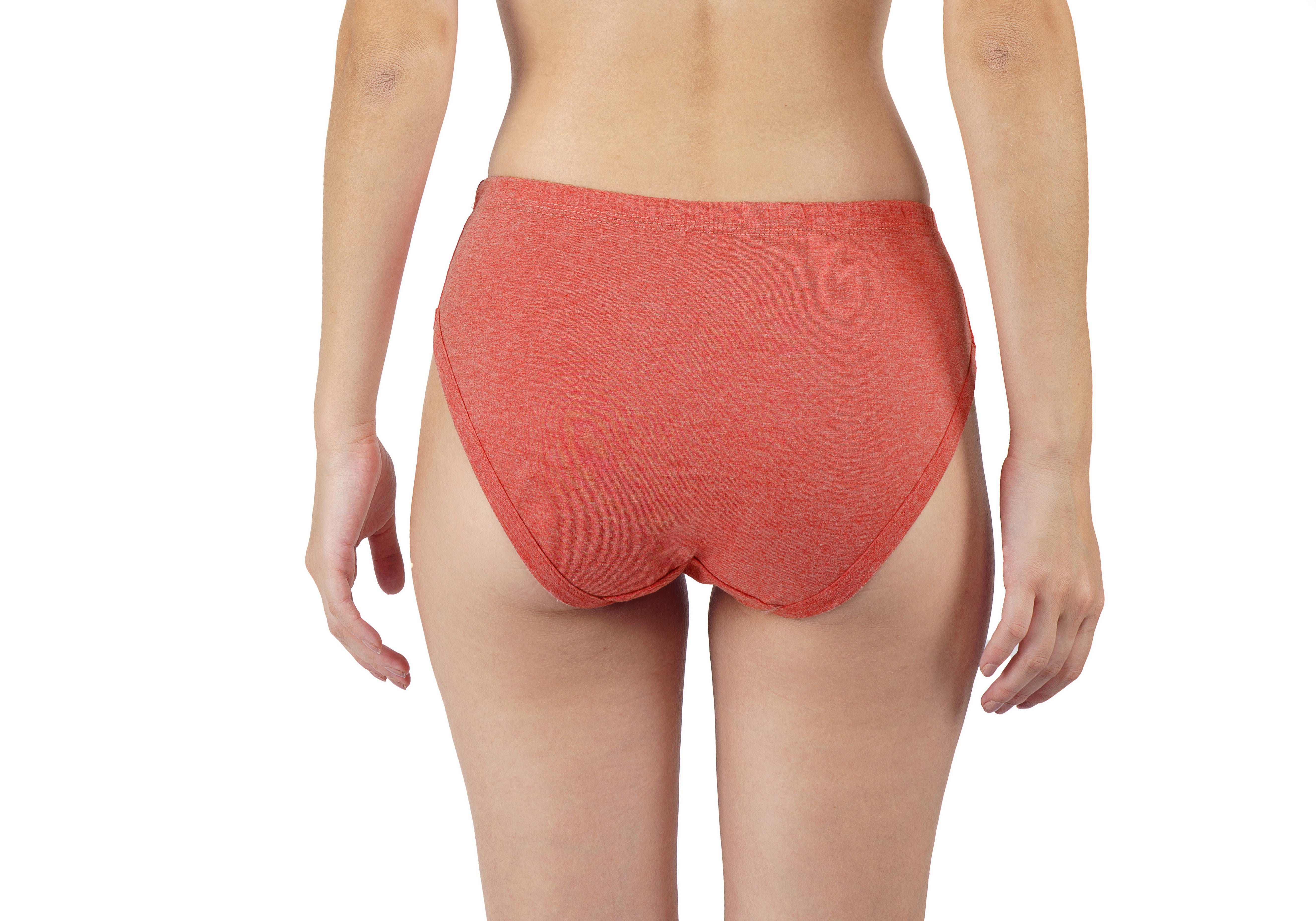 Cotton Melange Mid-Waist Panties Orange Colour
