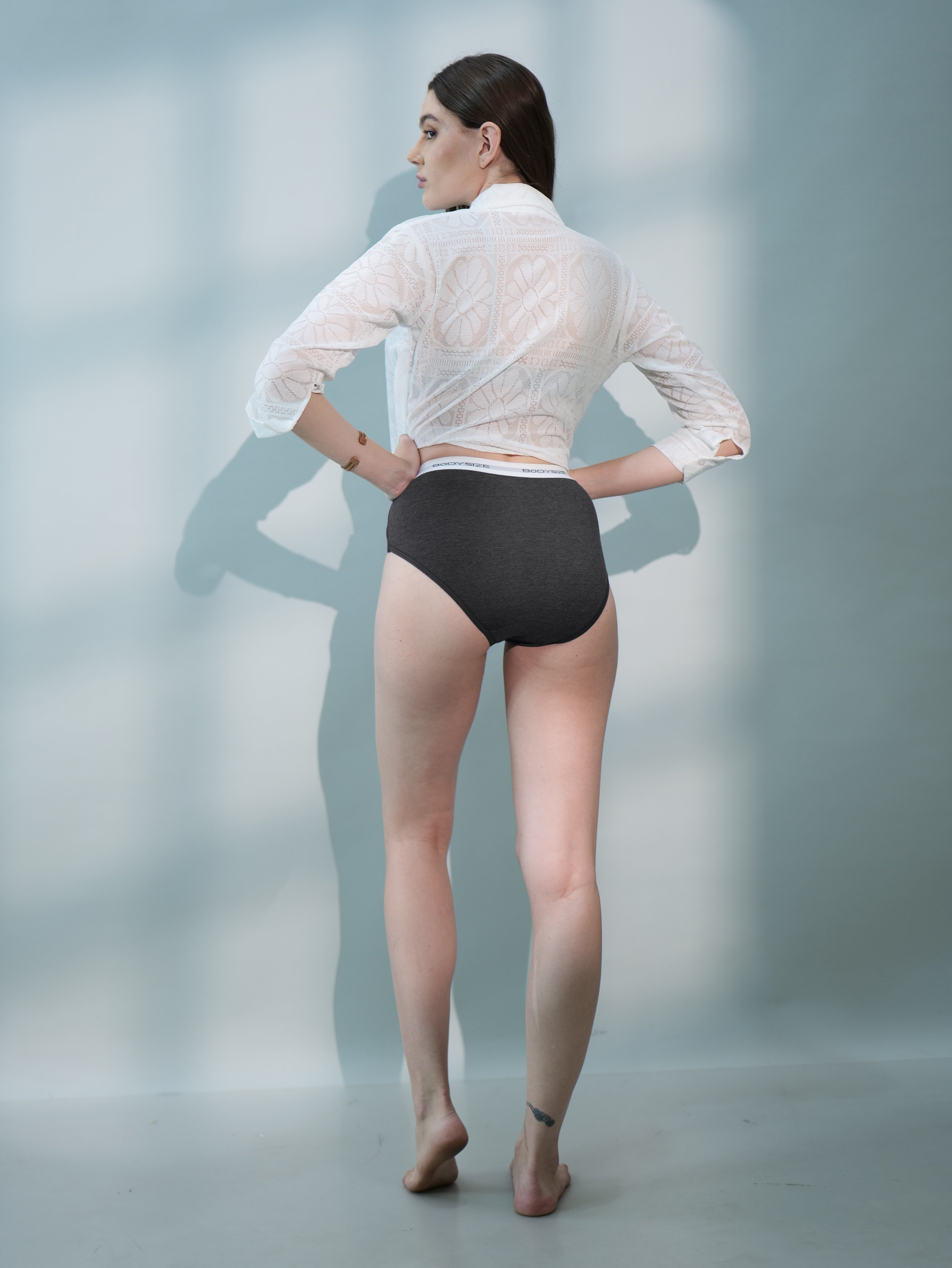 P10 Melange Cotton Hipster Mid-Waist Panty black