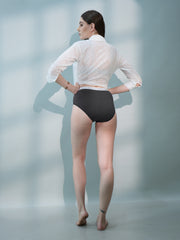 P10 Melange Cotton Hipster Mid-Waist Panty black