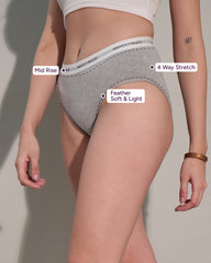 P10 Melange Cotton Hipster Mid-Waist Panty grey