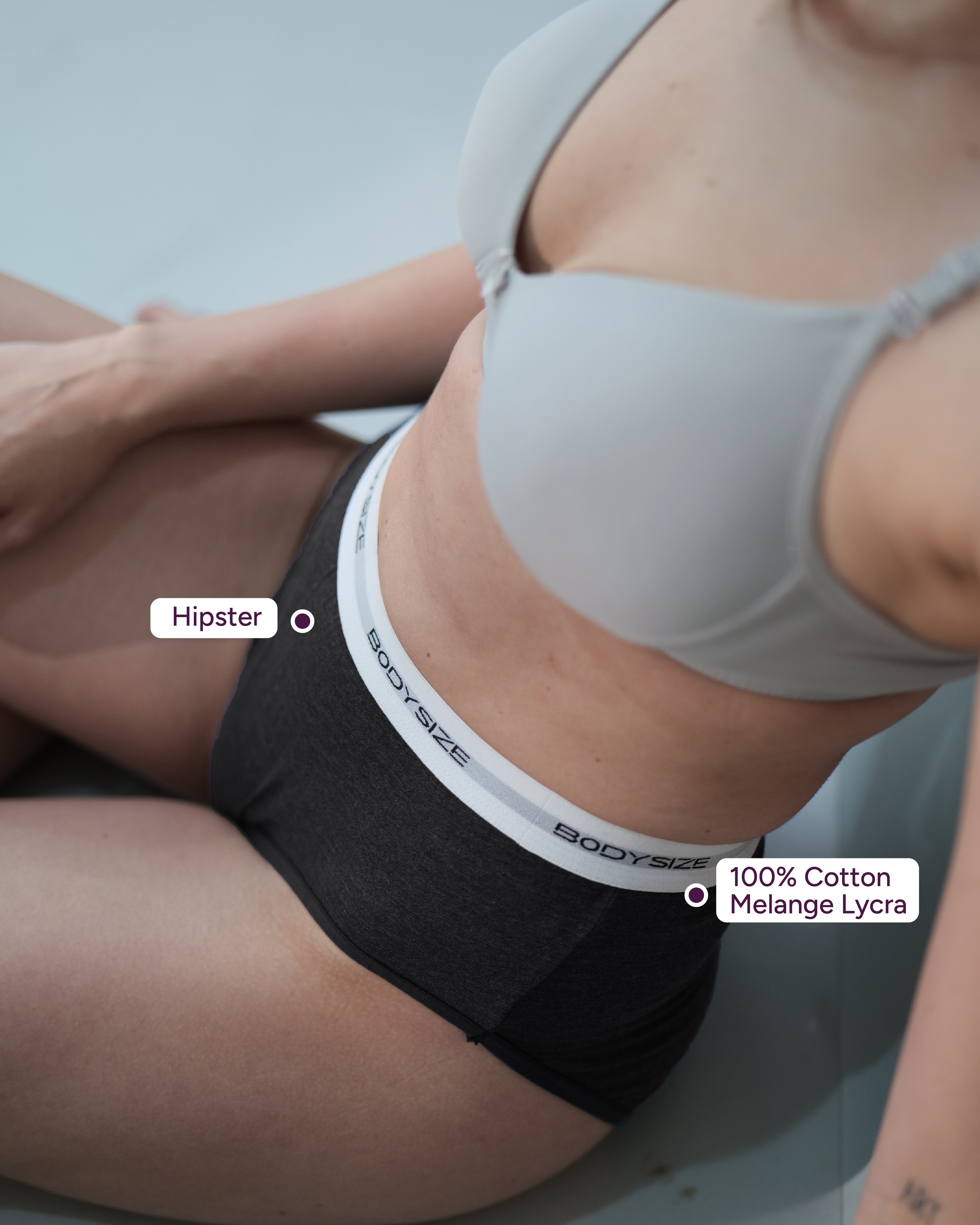 P10 Melange Cotton Hipster Mid-Waist Panty black