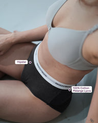 P10 Melange Cotton Hipster Mid-Waist Panty black