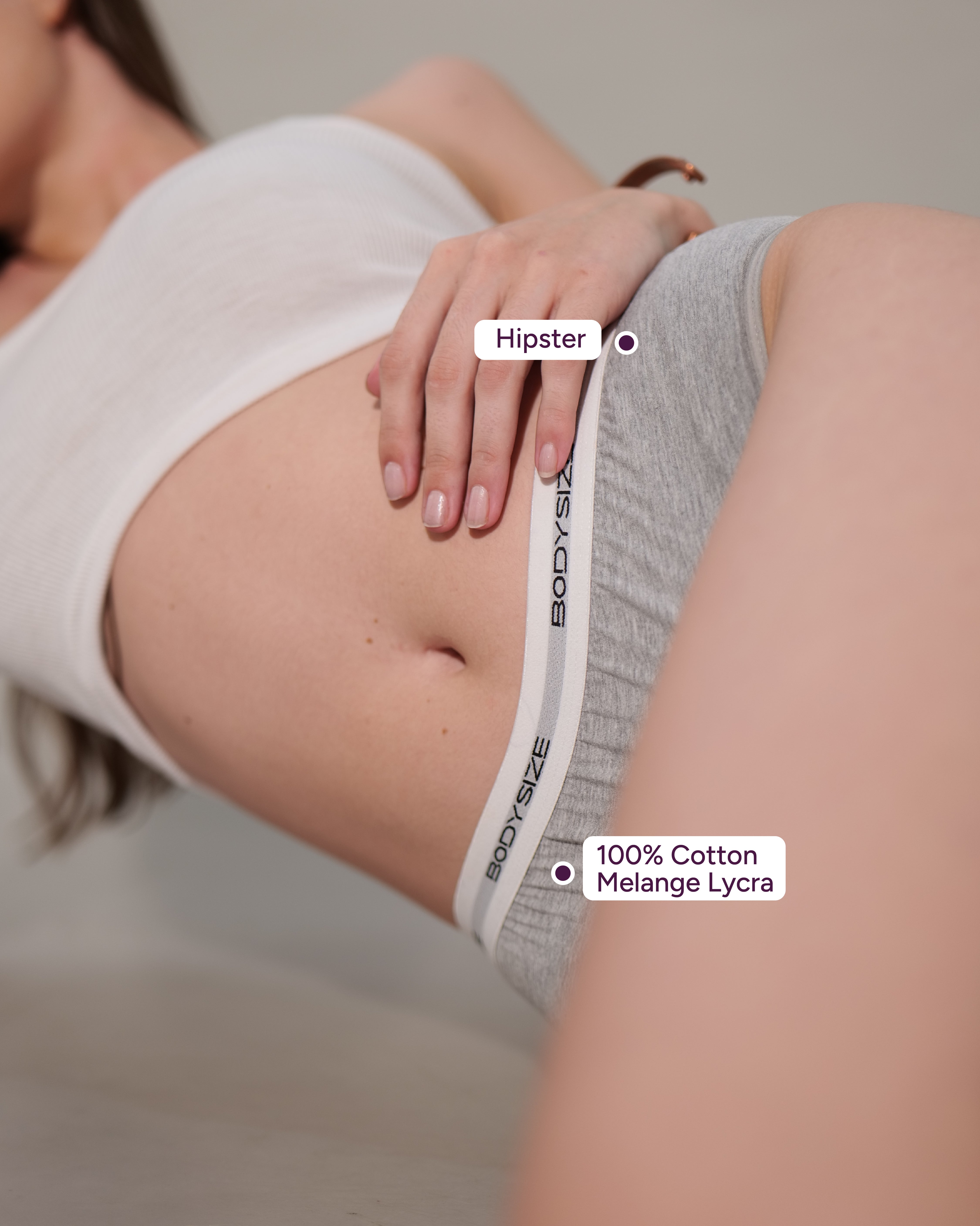 P10 Melange Cotton Hipster Mid-Waist Panty grey