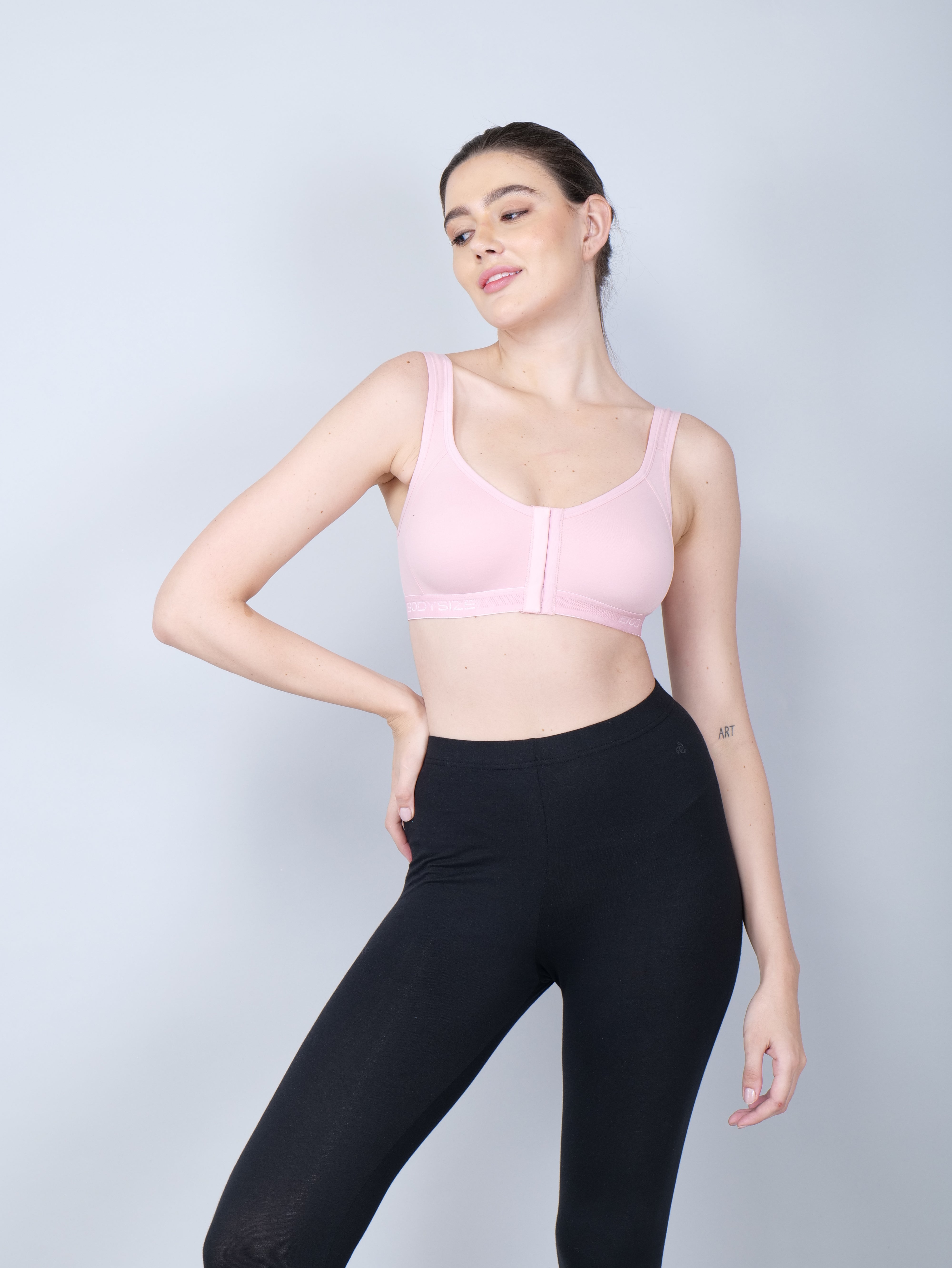 Front Open Sports Cotton Bra blush